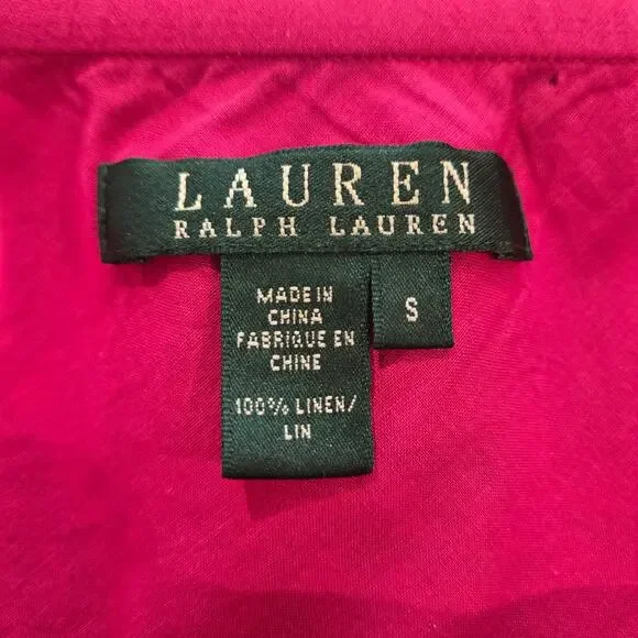 Lauren Ralph Lauren 100% Linen Pink Paisley Tiered Ruffle Midi Skirt - Small - Picture 6 of 7